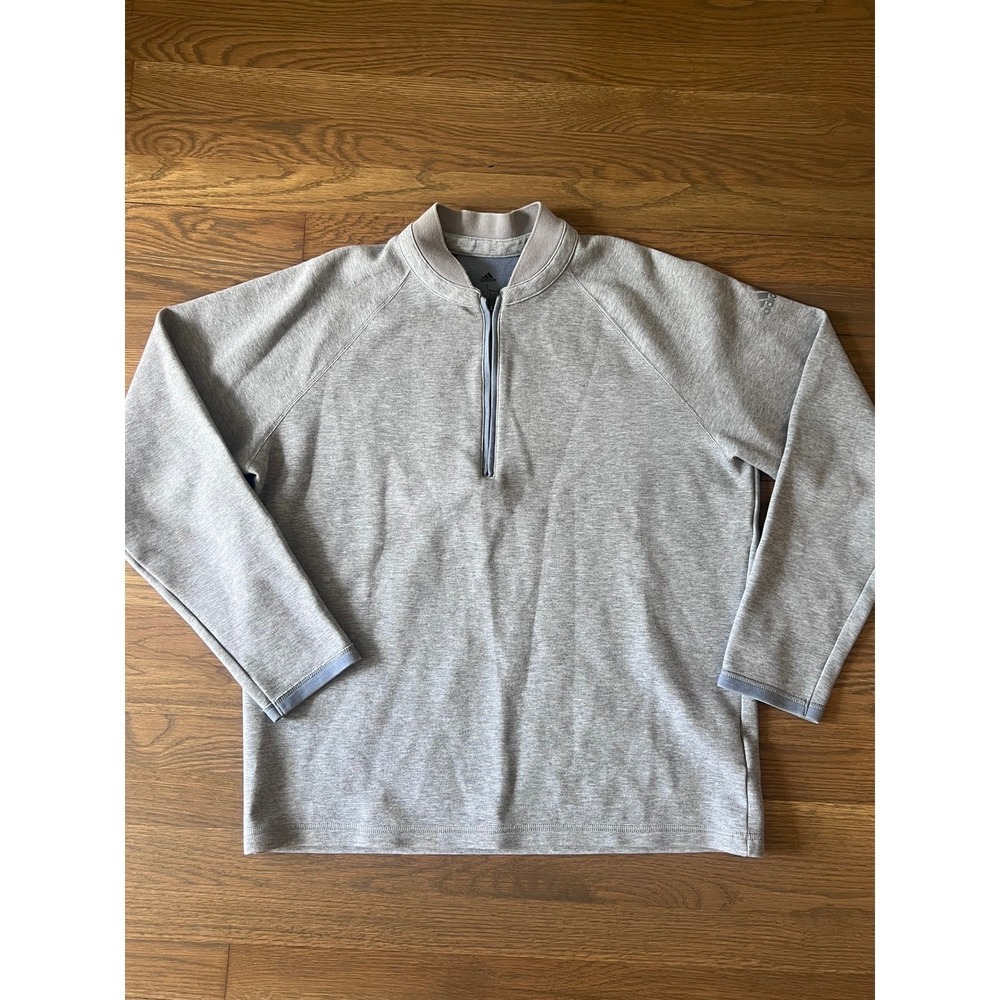 Adidas Golf Pullover Mens Large Gray Quarter Zip Mock Neck Heathered Sweater